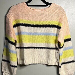 Billabong Seeing Stripes Lemongrass Plush Cotton Sweater NWT Size S